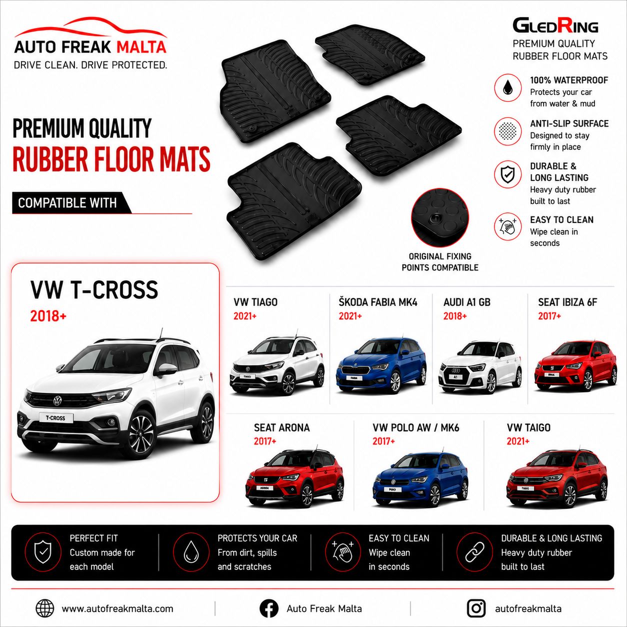 VW T-CROSS 2018+/VW POLO AW / MK6 2017+ / SEAT IBIZA 6F 2017+ / SEAT ARONA 2017+ / AUDI A1 GB 2018+ / SKODA FABIA MK4 2021+ / VW TAIGO 2021+