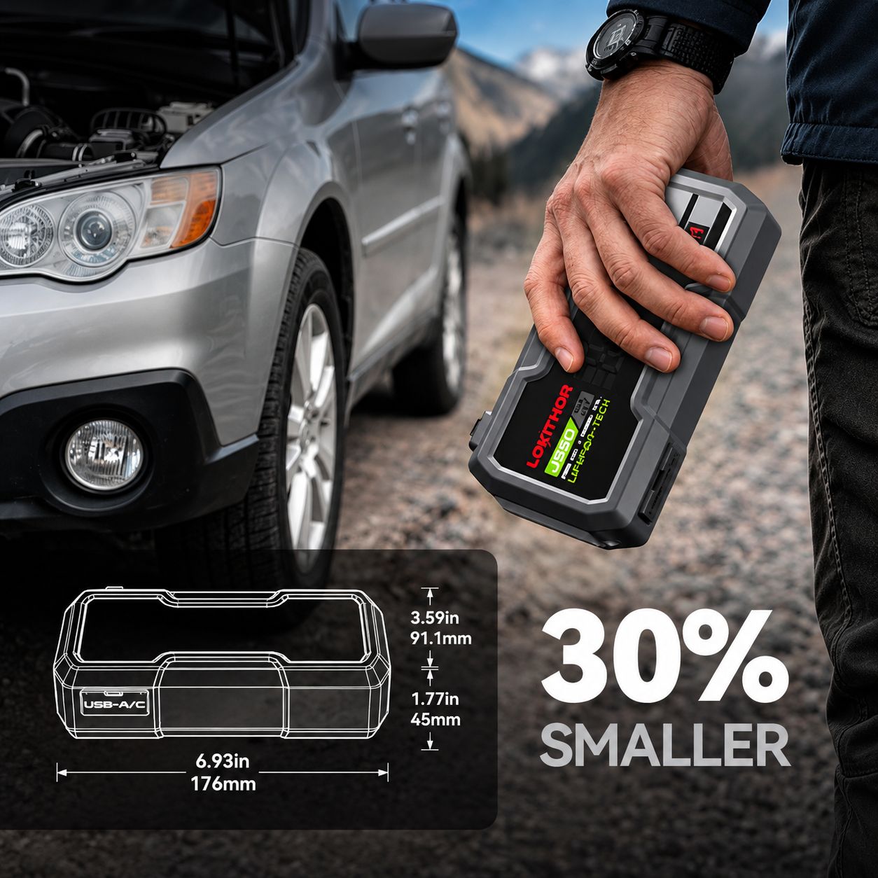 Lokithor J950 950A Ultra-Compact LiFePO4 Jump Starter – 12V Portable Car Jump Starter