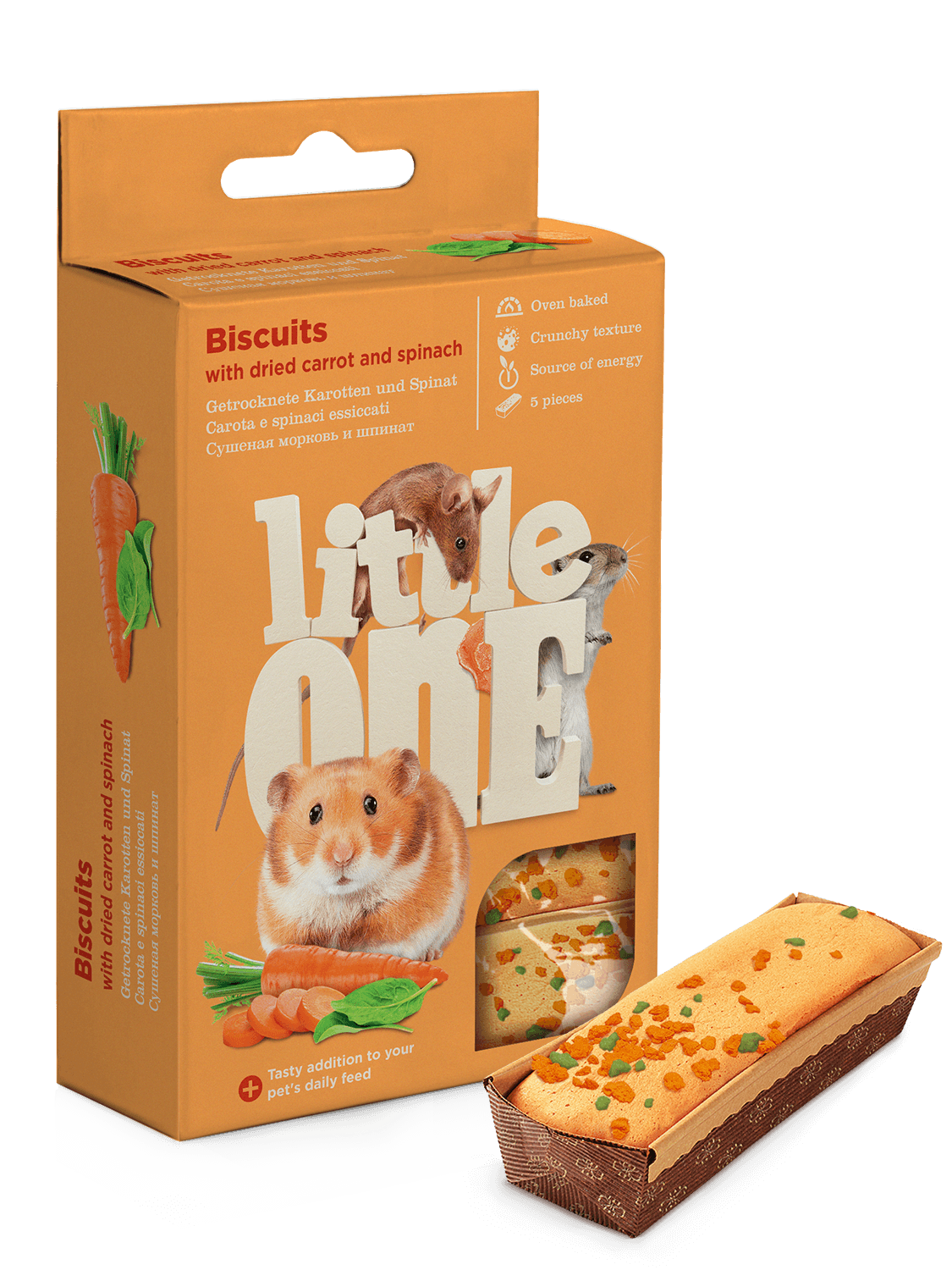 Biscuits with dried carrot and spinach for Hamsters