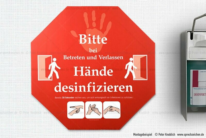Hand Hygiene Hände-Desinfektion 30x30cm (rot) Hinweisschild