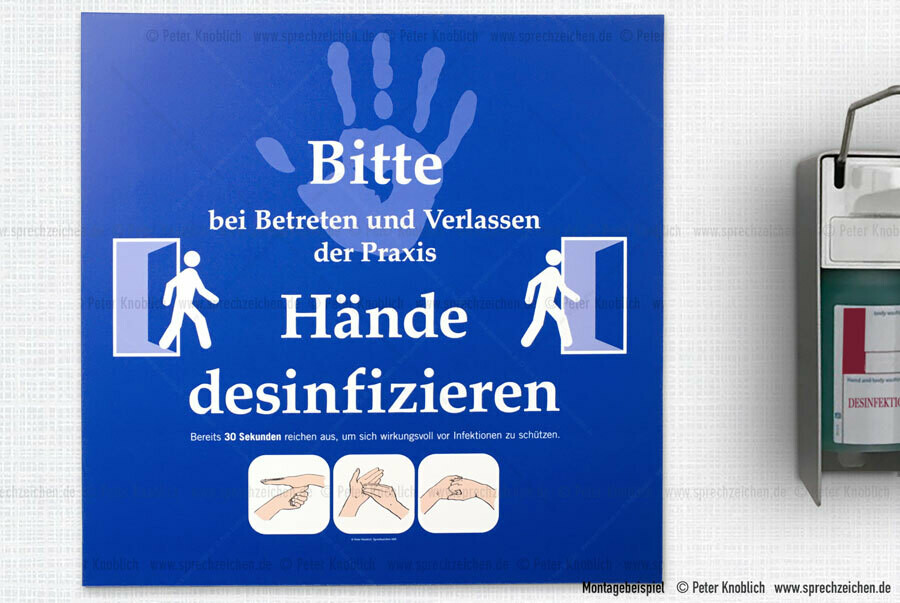 Hand Hygiene Hände-Desinfektion Hinweisschild 35cm (blau)