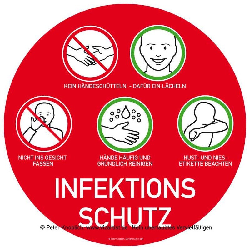 Maßnahmen zum Infektionsschutz / Schutz vor Ansteckung Hinweisschild 32x32cm