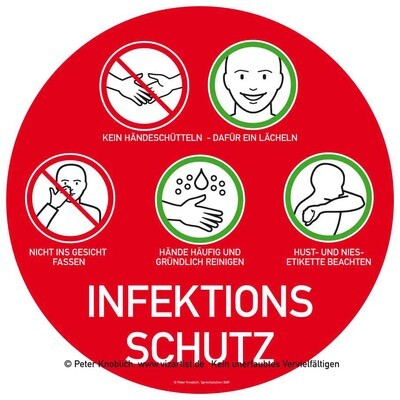 Maßnahmen zum Infektionsschutz / Schutz vor Ansteckung Hinweisschild 32x32cm