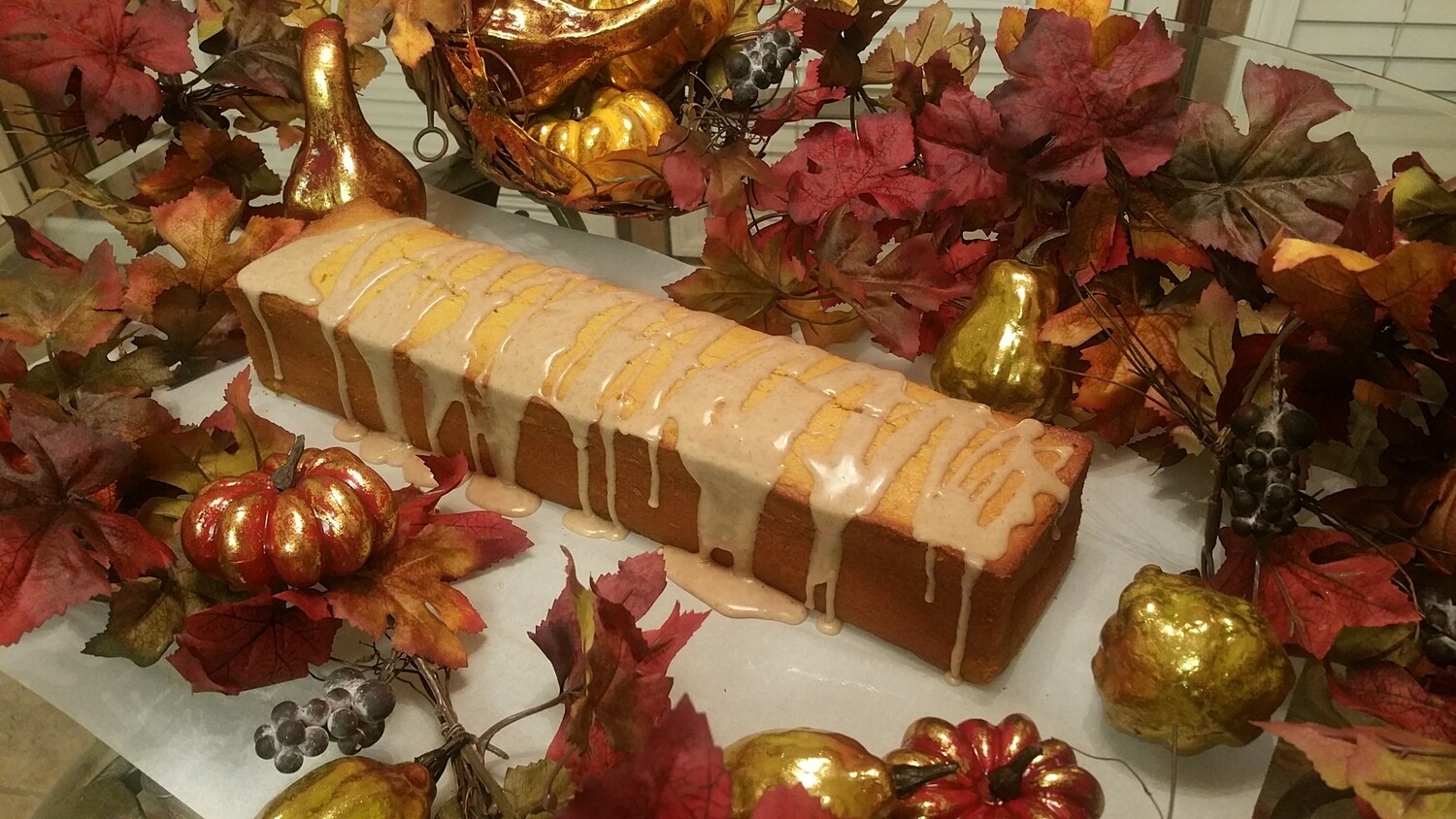 Pumpkin Half Loaf with Brown Sugar and Cinnamon Glaze