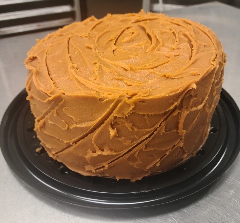 Skillet Caramel Frosting on 2 Layer Original Heirloom Pound Cake
