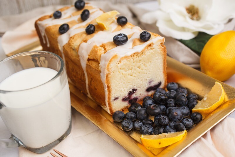 Lemon Blueberry Half Loaf with Lemon Glaze