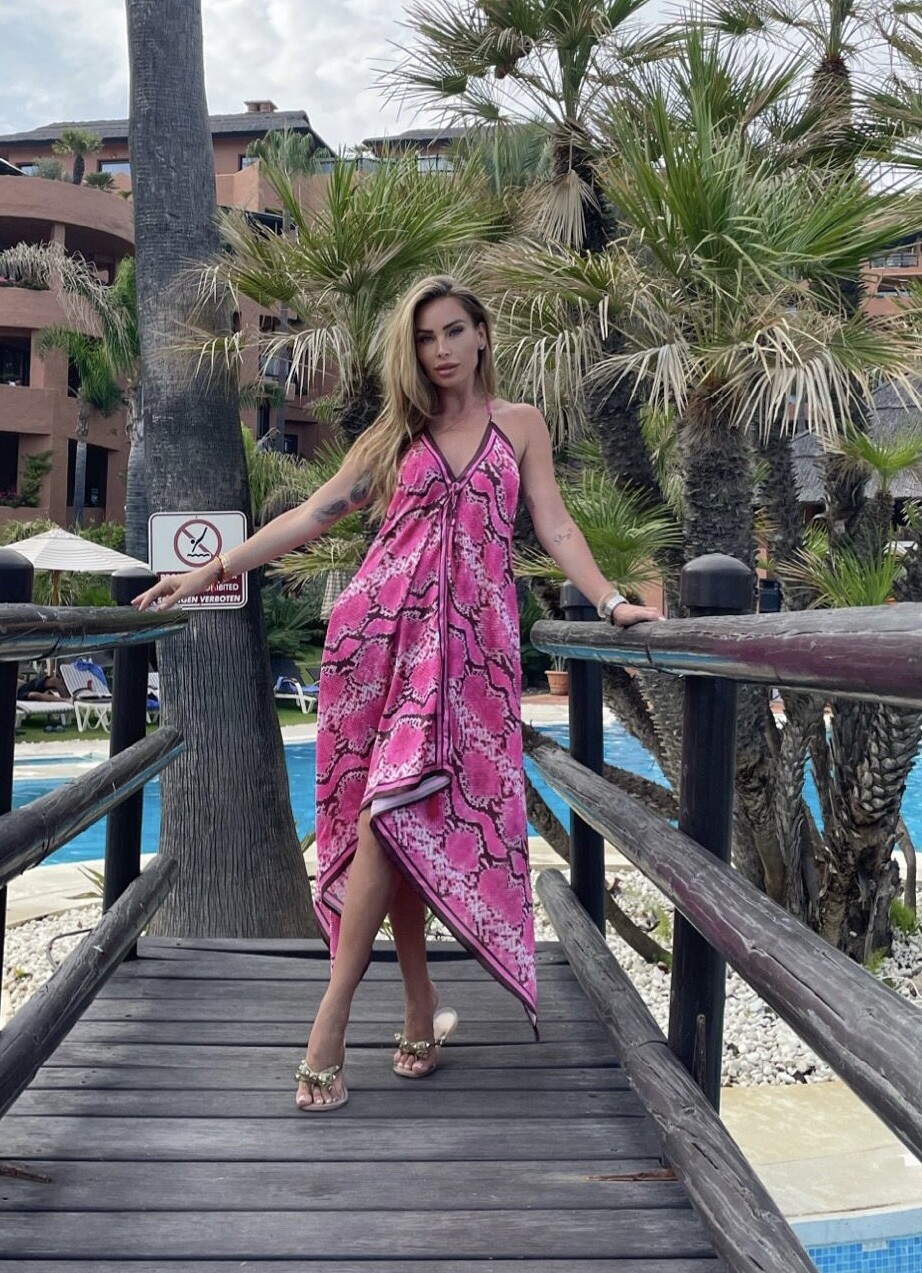 Athena dress in Luxury Hot Pink Snake Print  - luxe limited edition