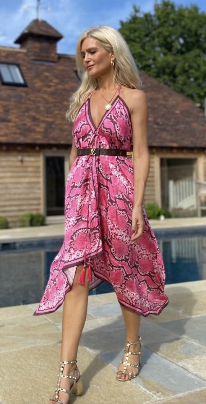 Athena dress in Luxury Hot Pink Snake Print  - luxe limited edition