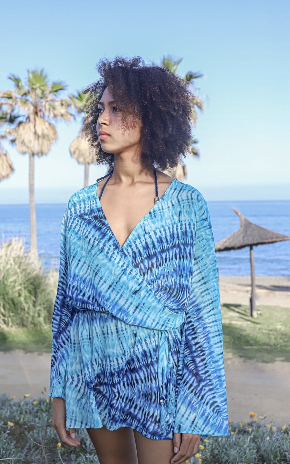 St Lucia dress in luxury aqua tie dye print chiffon  - luxe limited edition