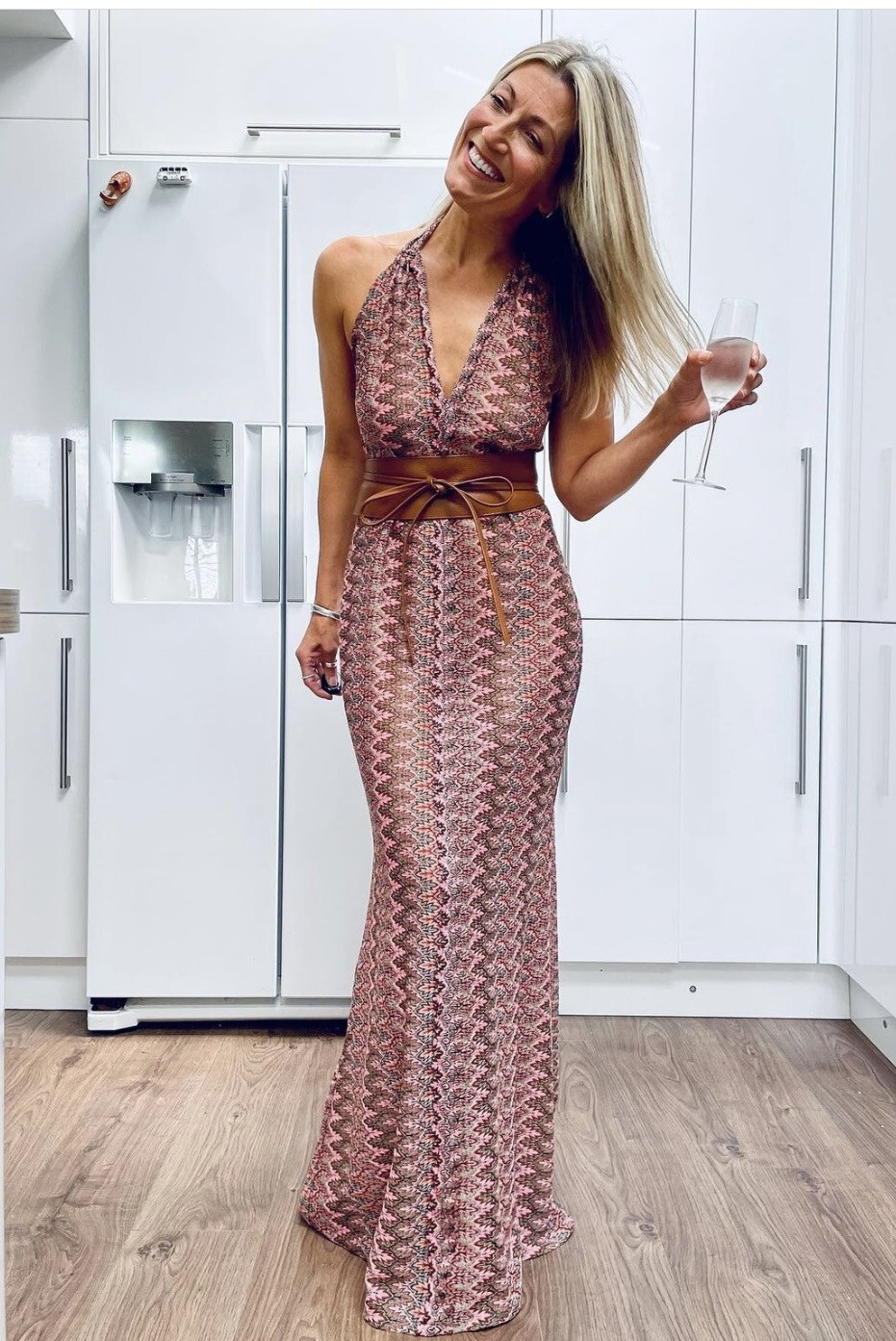 Sirena🧜‍♀️ Mermaid maxi dress in luxury pink chevron knit with lurex highlights- luxe limited edition