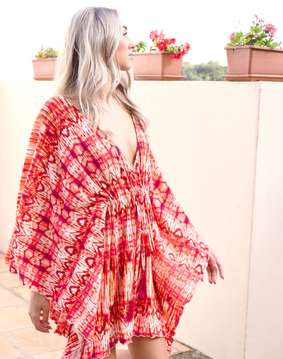 Mykonos kaftan in luxury summer brights knit fabric  - luxe limited edition