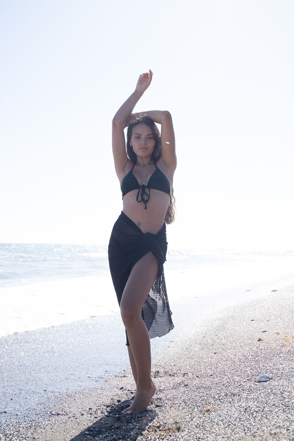 Mauritius midi sarong in luxury  black lace with wavy edge - luxe limited edition