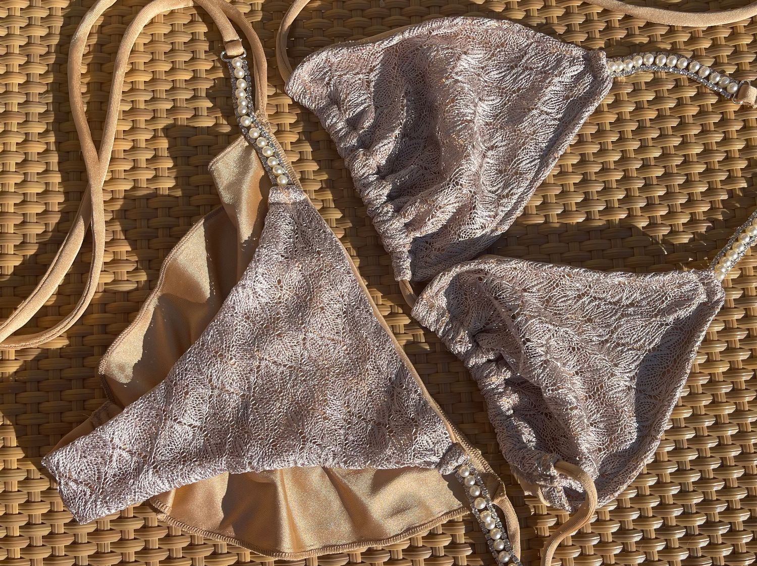 Crystals Luxe bikini with crystal scrunch bottom - luxe limited edition -