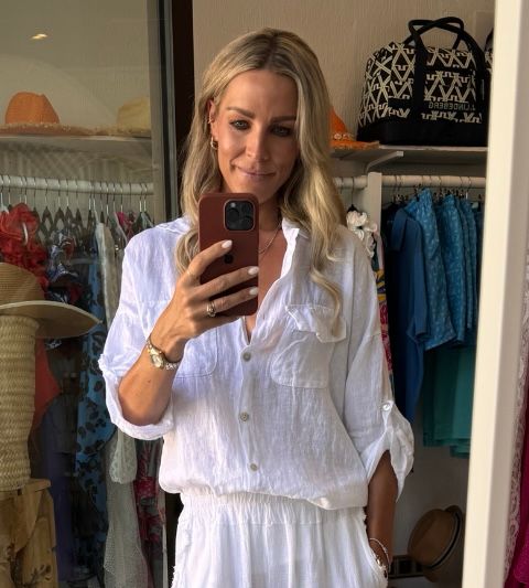 Luxury linen pocket shirt in White