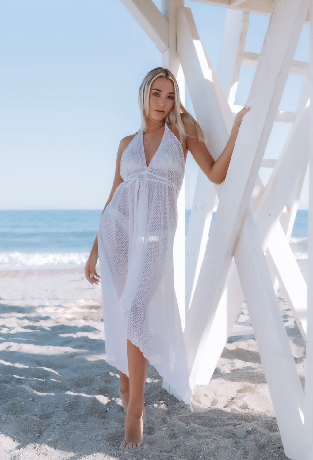 Athena dress in luxury white lace with white handmade tassels  - luxe limited edition