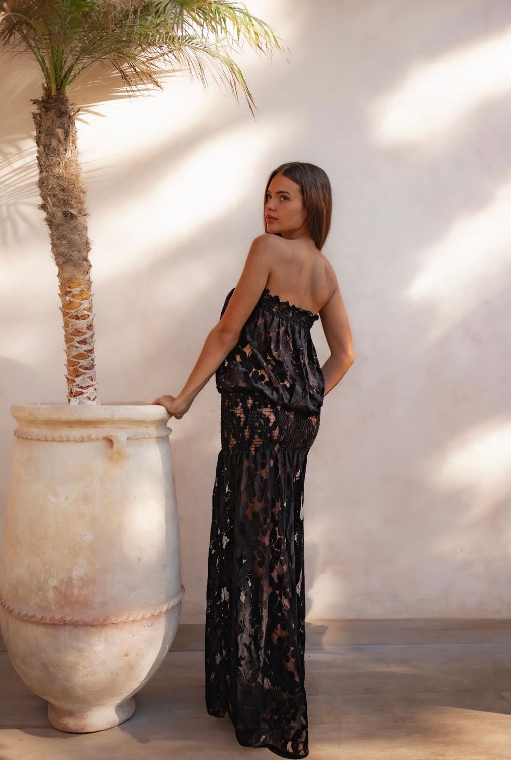 St Barts maxi dress in luxury black  lace - luxe limited edition