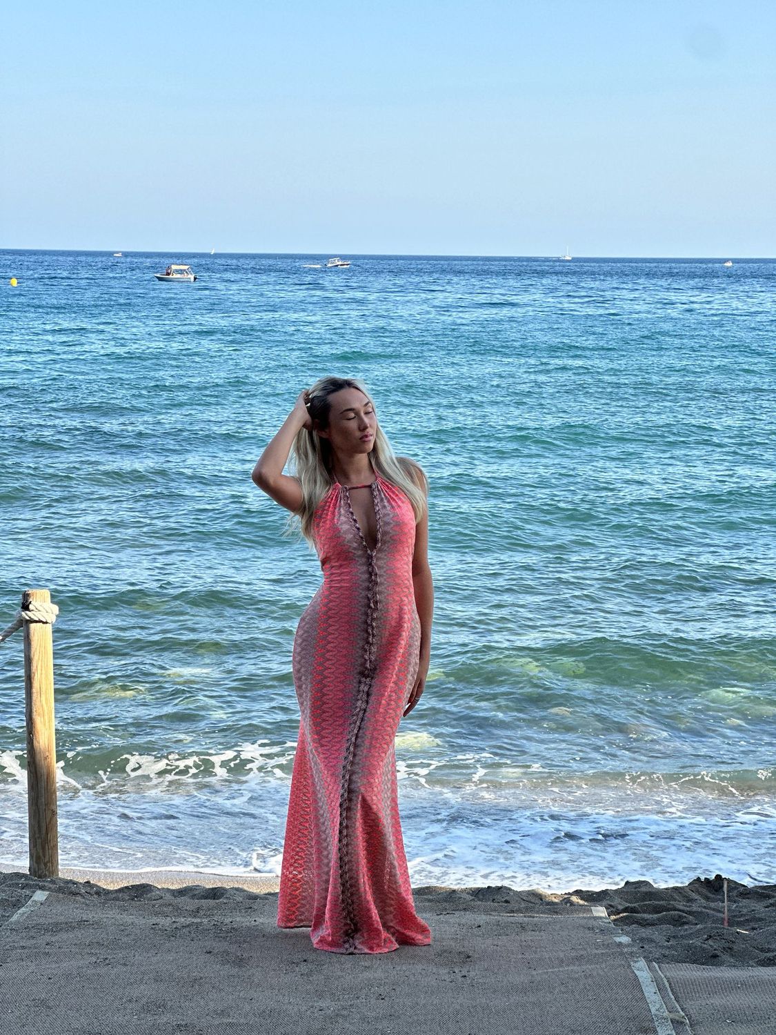 Sirena🧜‍♀️ Mermaid maxi dress in coral chevron - luxe limited edition