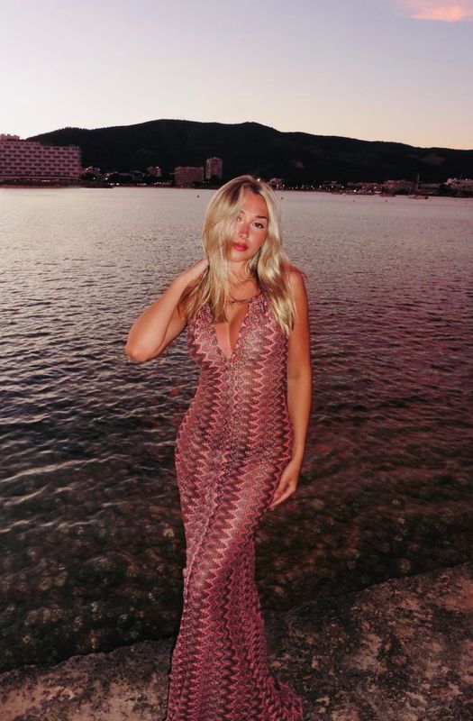 Sirena🧜‍♀️ Mermaid maxi dress in luxury pink chevron knit with lurex highlights- luxe limited edition