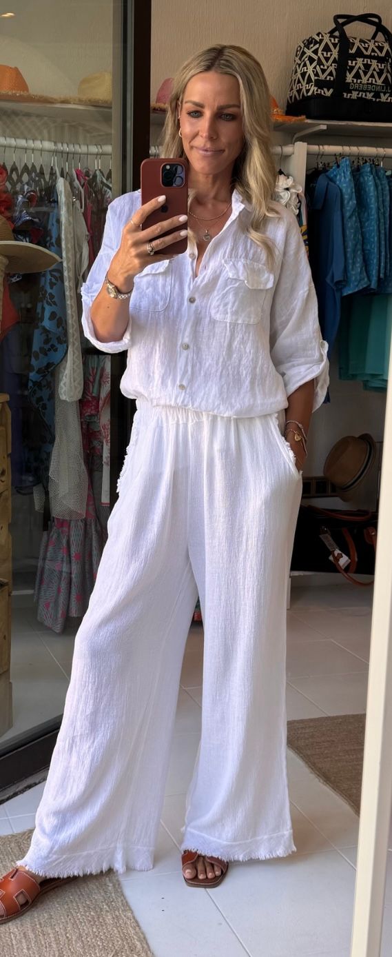Luxury linen pants in White