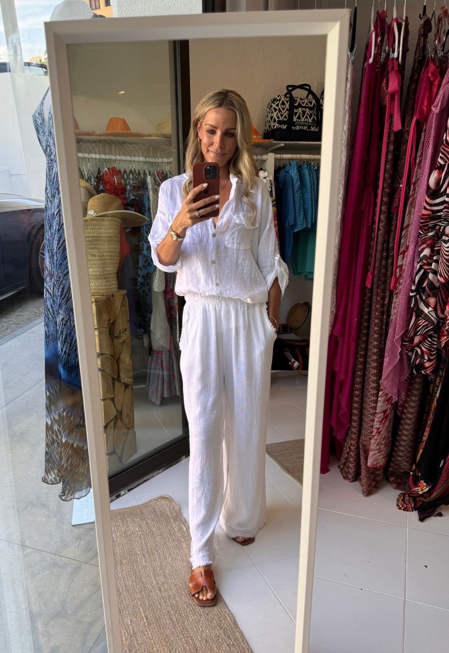 Luxury linen pants in White