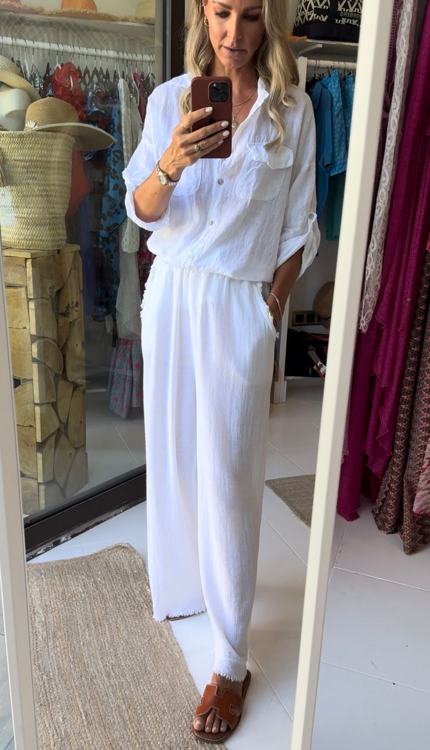 Luxury linen pants in White