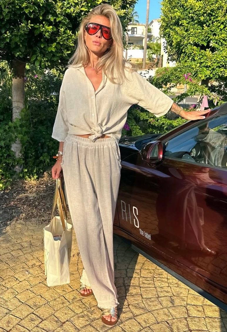 Luxury linen pants in Beige