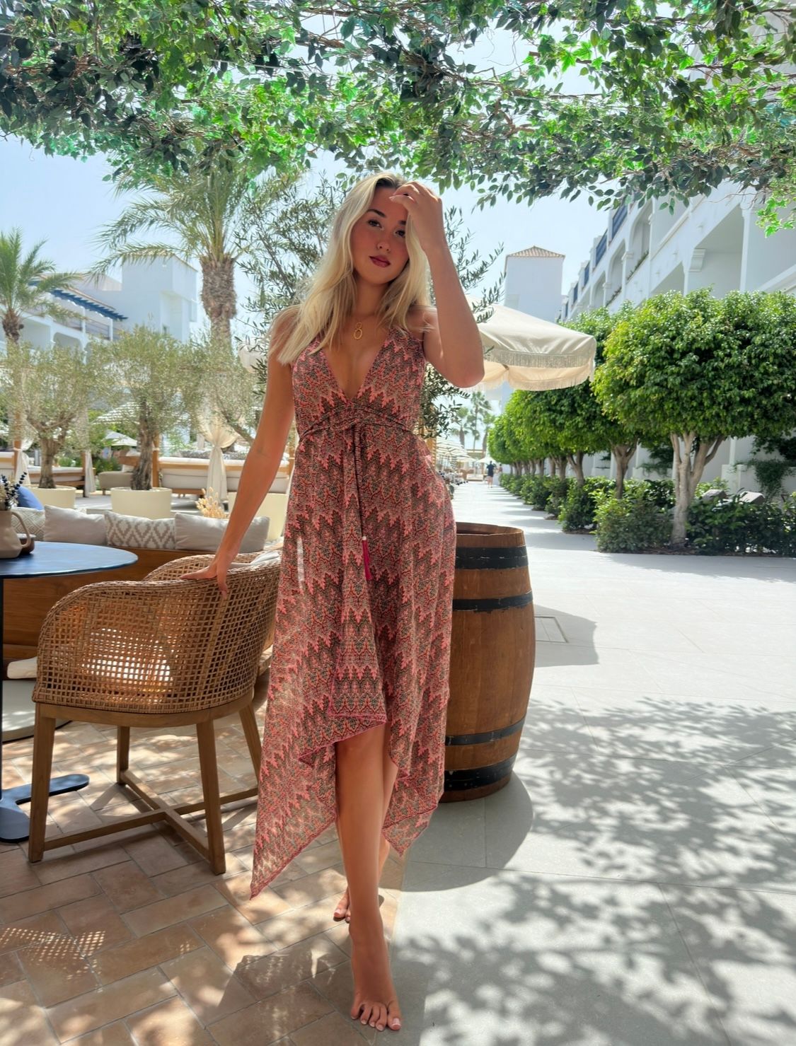 Athena dress in luxury pink chevron  - luxe limited edition