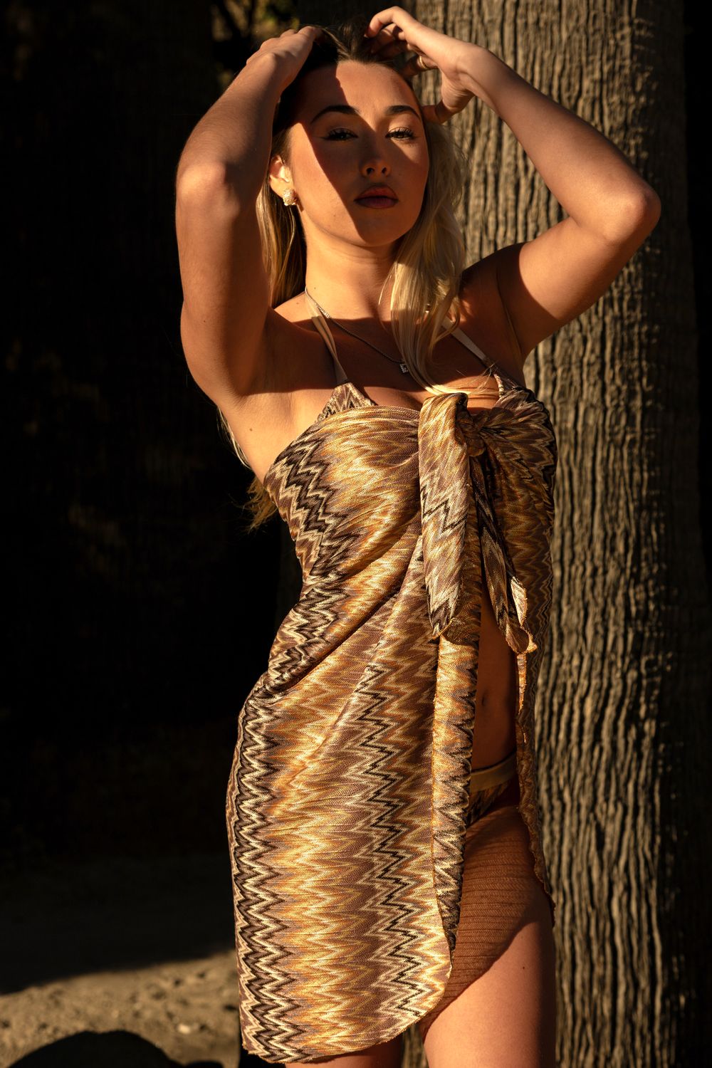 Mauritius midi sarong in Amber Mirage signature zigzag