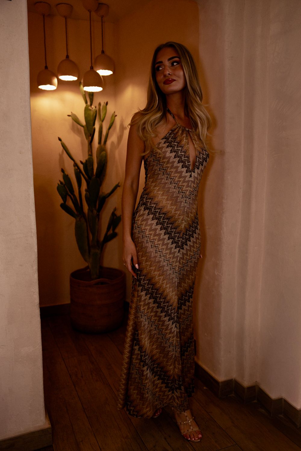 Sirena🧜‍♀️ Mermaid maxi dress in Amber Mirage signature zigzag- luxe limited edition