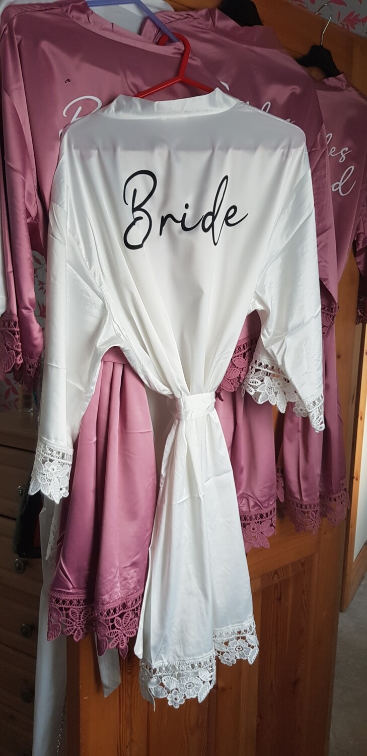 satin and lace bridal robe