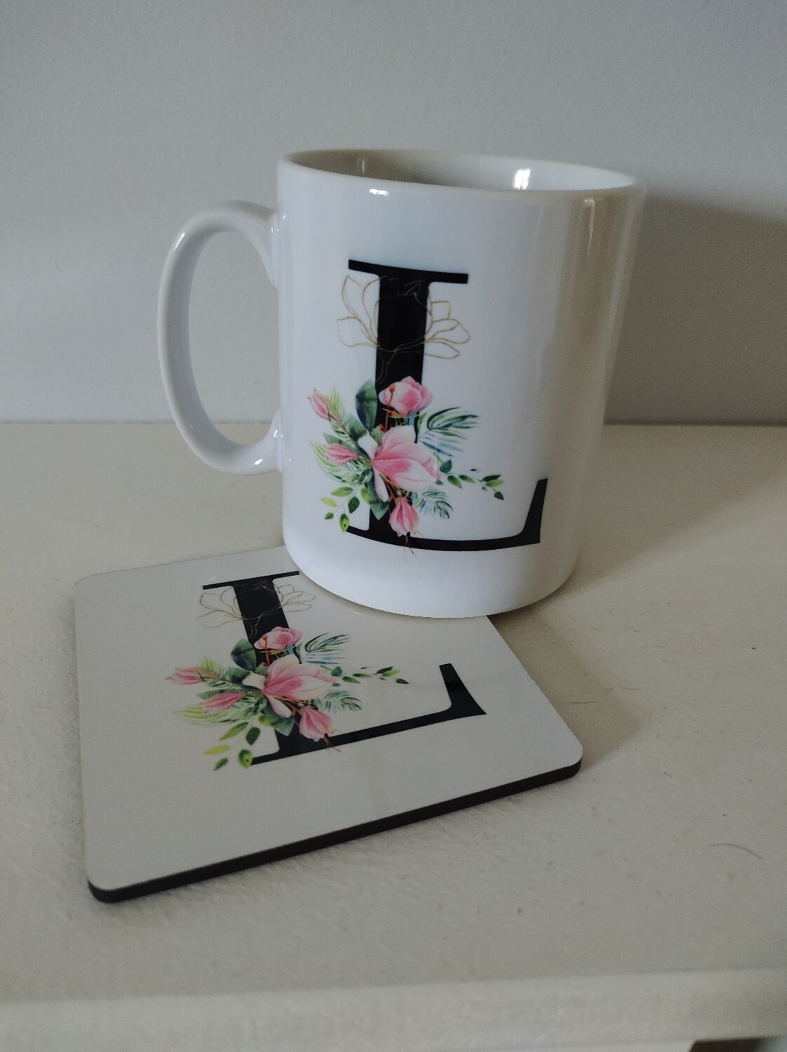 Floral Initial Mug And Coaster Set