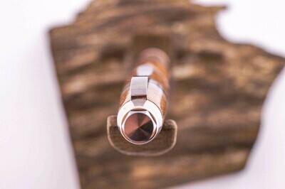 JATOBA - Brown ballpoint pen with blue maple burl inserts.