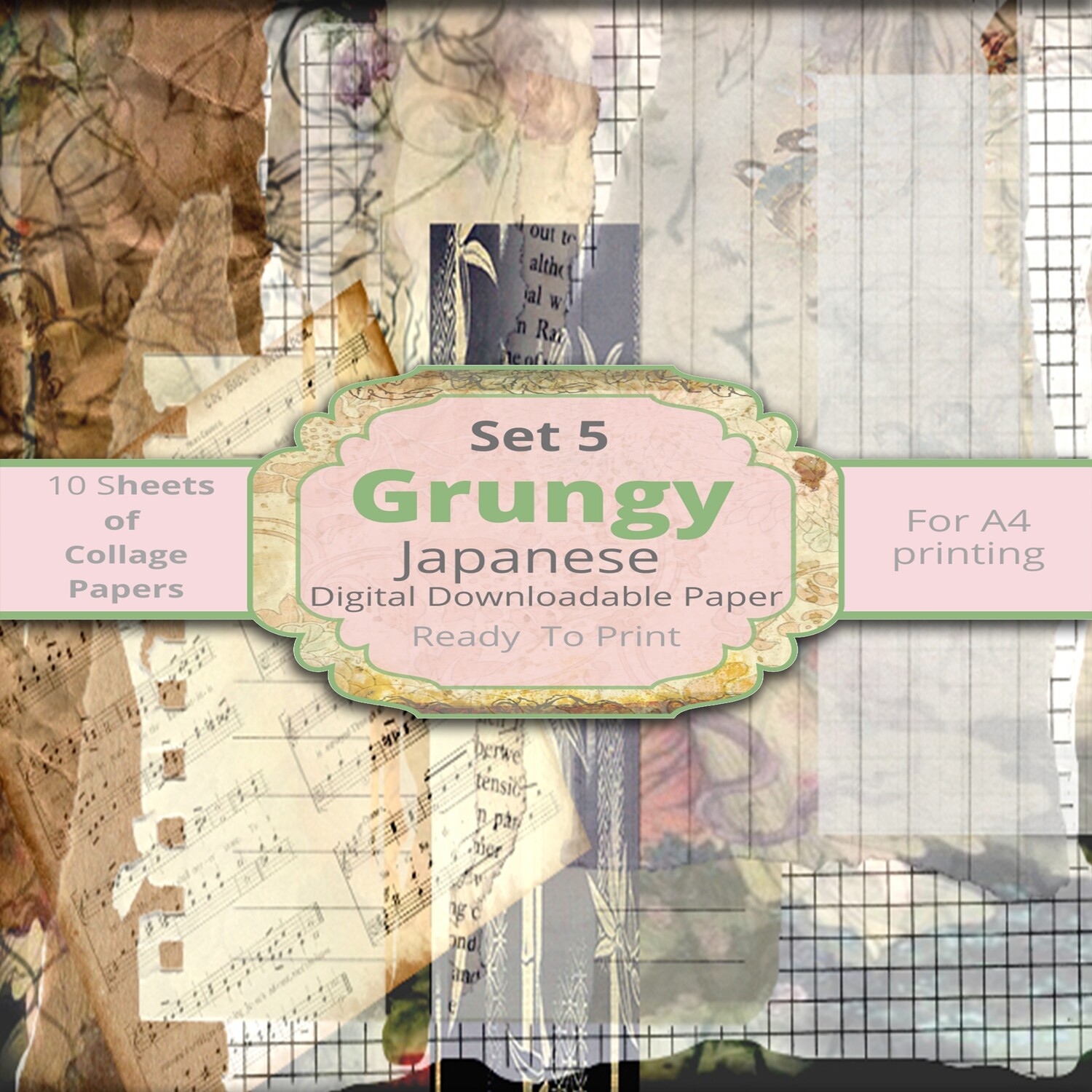 Grungy Japanese inspired Graphics-Collage pages