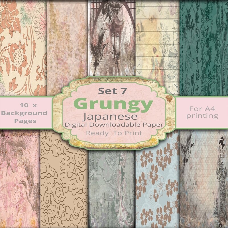 Japanese inspired Graphics-Grungy Background Pages
