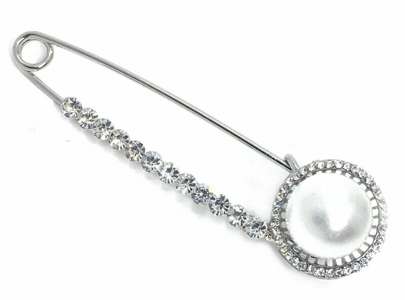 Brosche Anstecknadel Schalnadel Perle und Strass silber 8cm Brosche Anstecknadel Schalnadel Perle und Strass silber 8cm