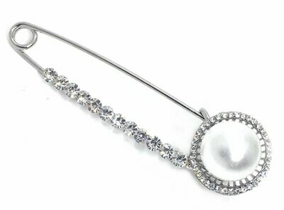 Brosche Anstecknadel Schalnadel Perle und Strass silber 8cm Brosche Anstecknadel Schalnadel Perle und Strass silber 8cm