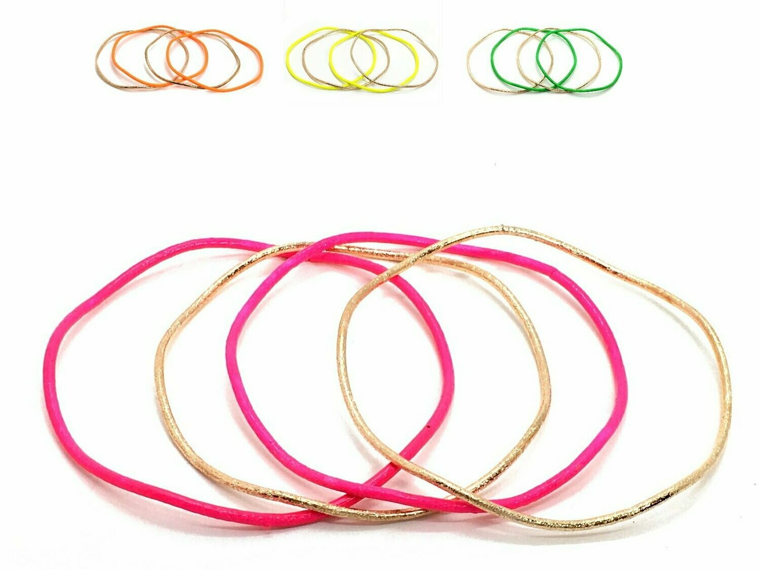 4teiliges Modeschmuck Armreif Set neon gold welle 1cm breit