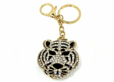Taschenanhänger Schlüsselanhänger Tiger Kopf mit Strass in silber oder goldfarben 5cm Taschenanhänger Schlüsselanhänger Tiger Kopf mit Strass in goldfarben 5cm