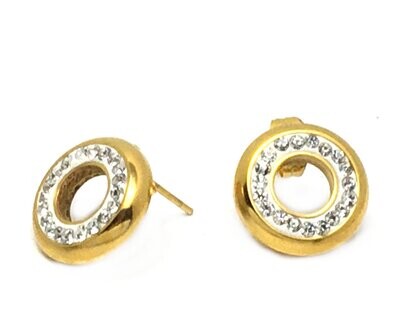 1 Paar Edelstahl Ohrstecker Kreis mit Strass 1,5cm Gold 1 Paar Edelstahl Ohrstecker Kreis mit Strass 1,5cm Gold