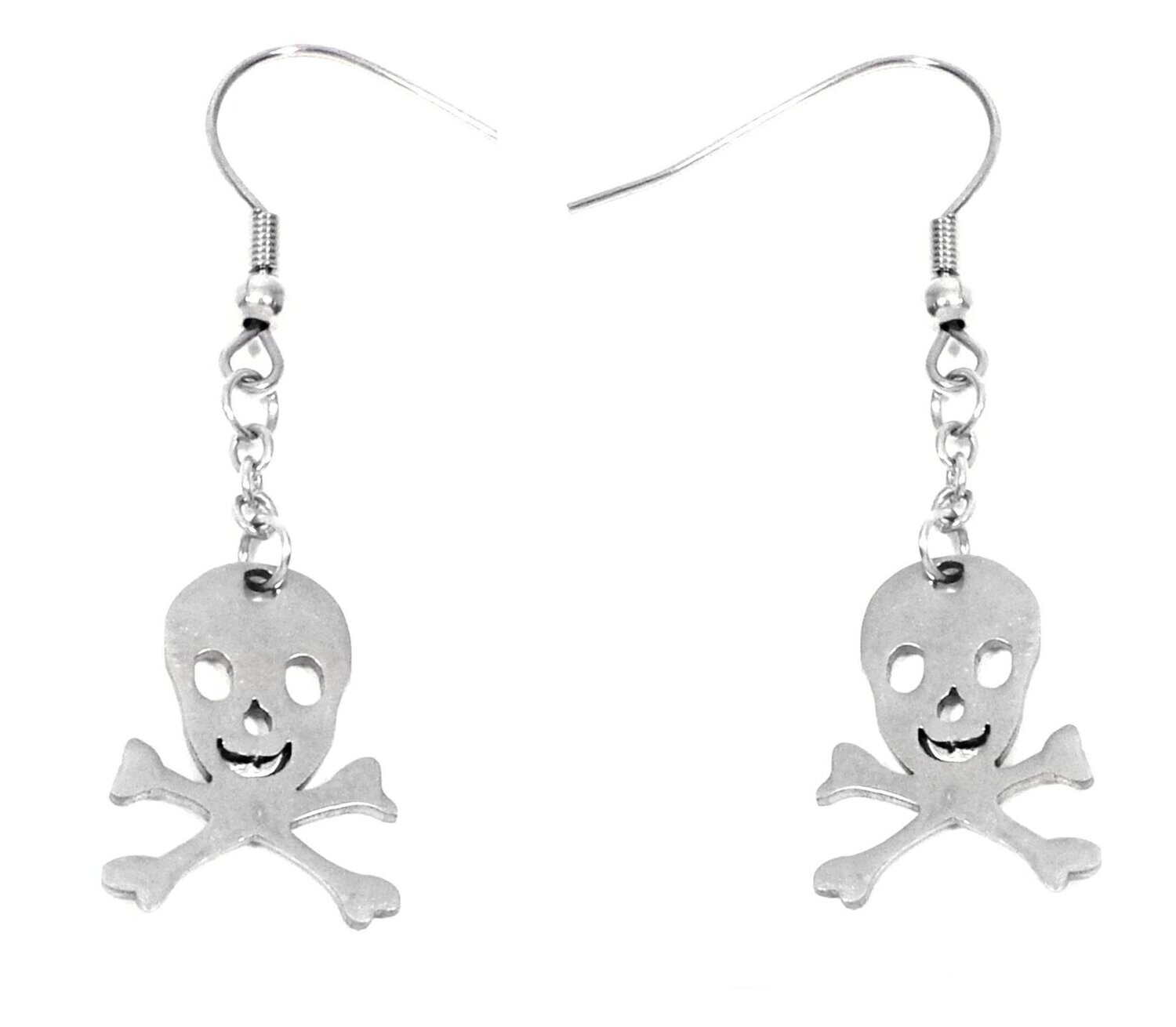 1 Paar Edelstahl Hänger Ohrringe Silber Totenkopf
