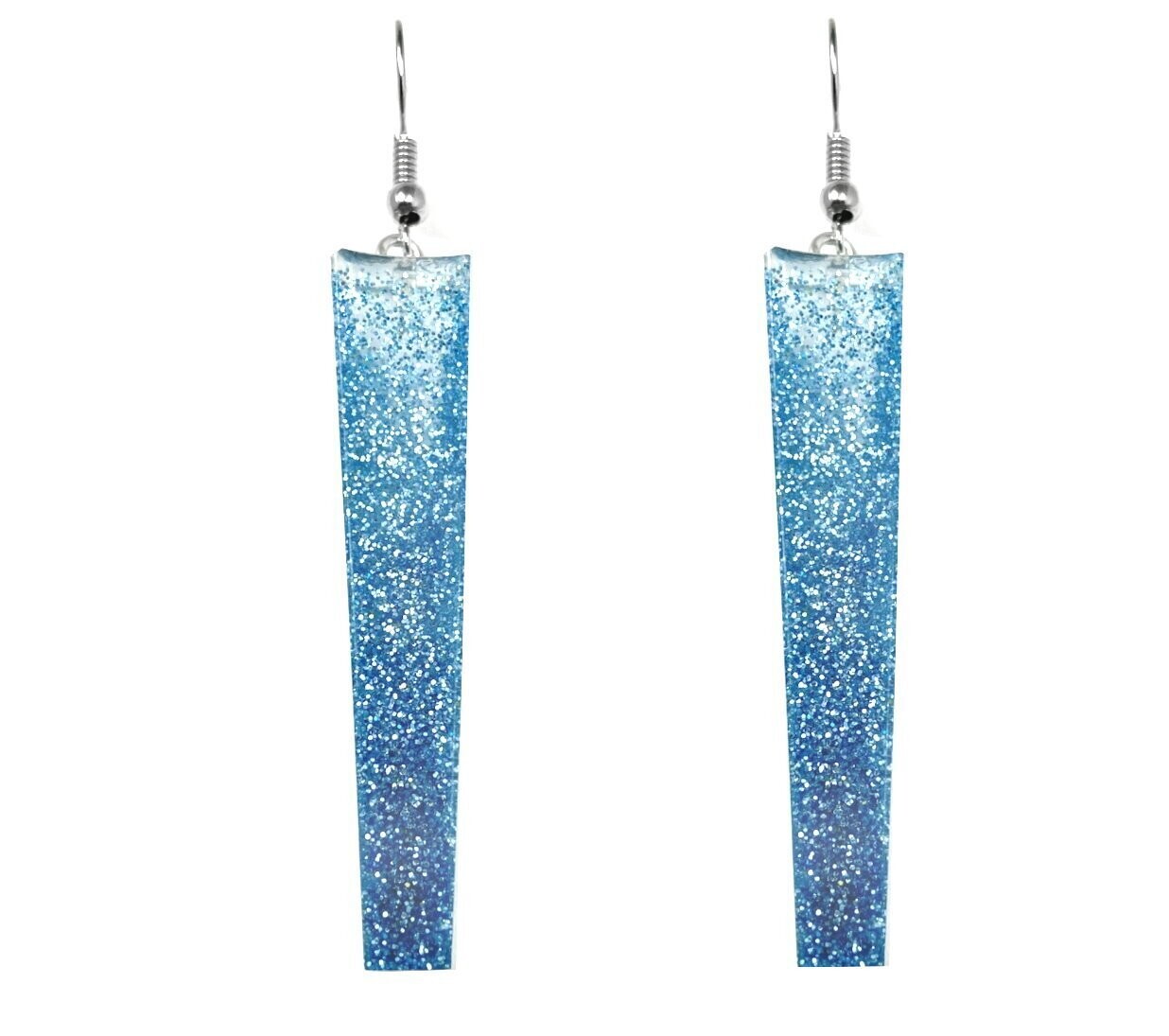 1 Paar Modeschmuck Hänger Ohrringe Chandelier Glitzerstab Silber 7cm