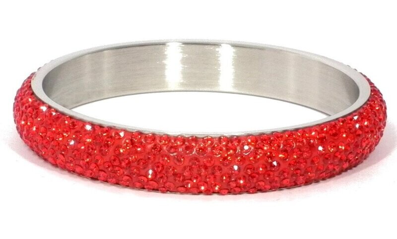 Massiver Edelstahl Armreif Silber mit Strass 1,3cm breit Massiver Edelstahl Armreif Silber mit Strass 1,3cm breit