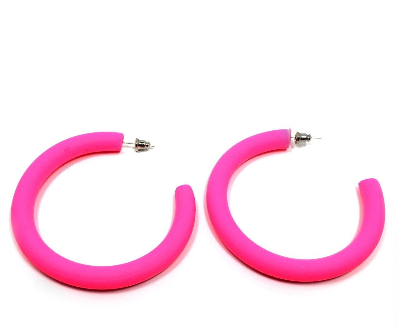 1 Paar Modeschmuck Stecker Creolen in Neonfarben 6cm