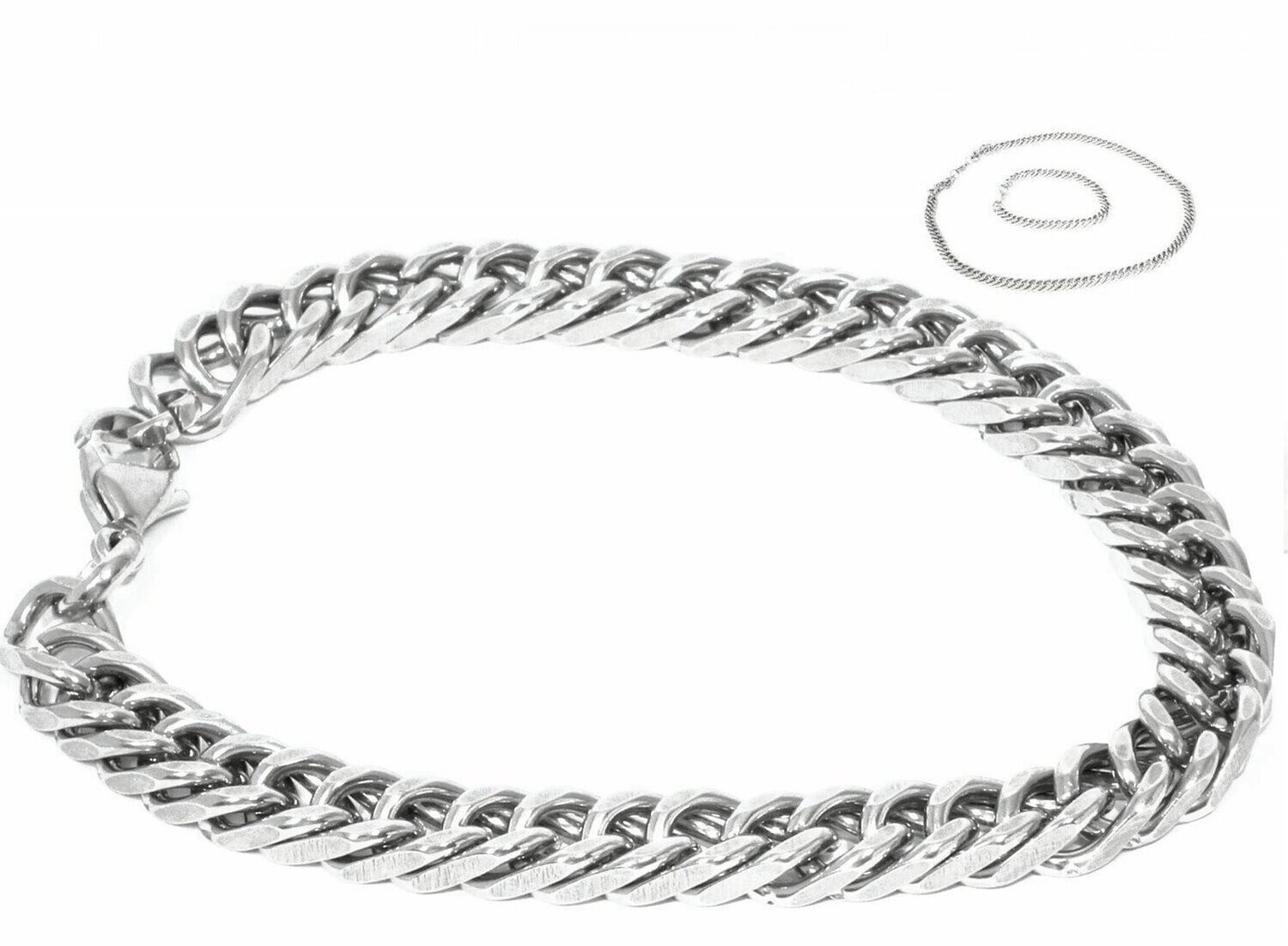 2teiliges Edelstahl Set Halskette und Armband 55cm Silber