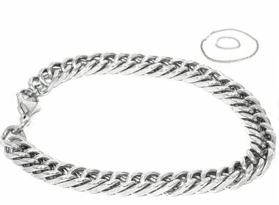 2teiliges Edelstahl Set Halskette und Armband 55cm Silber 2teiliges Edelstahl Set Halskette und Armband 55cm Silber