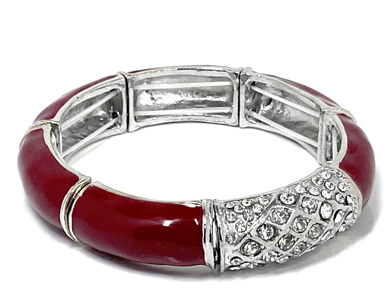 Armband  Armreif mit Strass und Emailelook Gummizug Strech 1,5cm