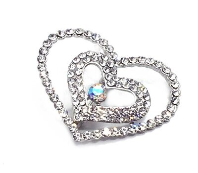 Brosche Anstecknadel Herz silber irisierend mit Strass 3,5cm Brosche Anstecknadel Herz silber irisierend mit Strass 3,5cm