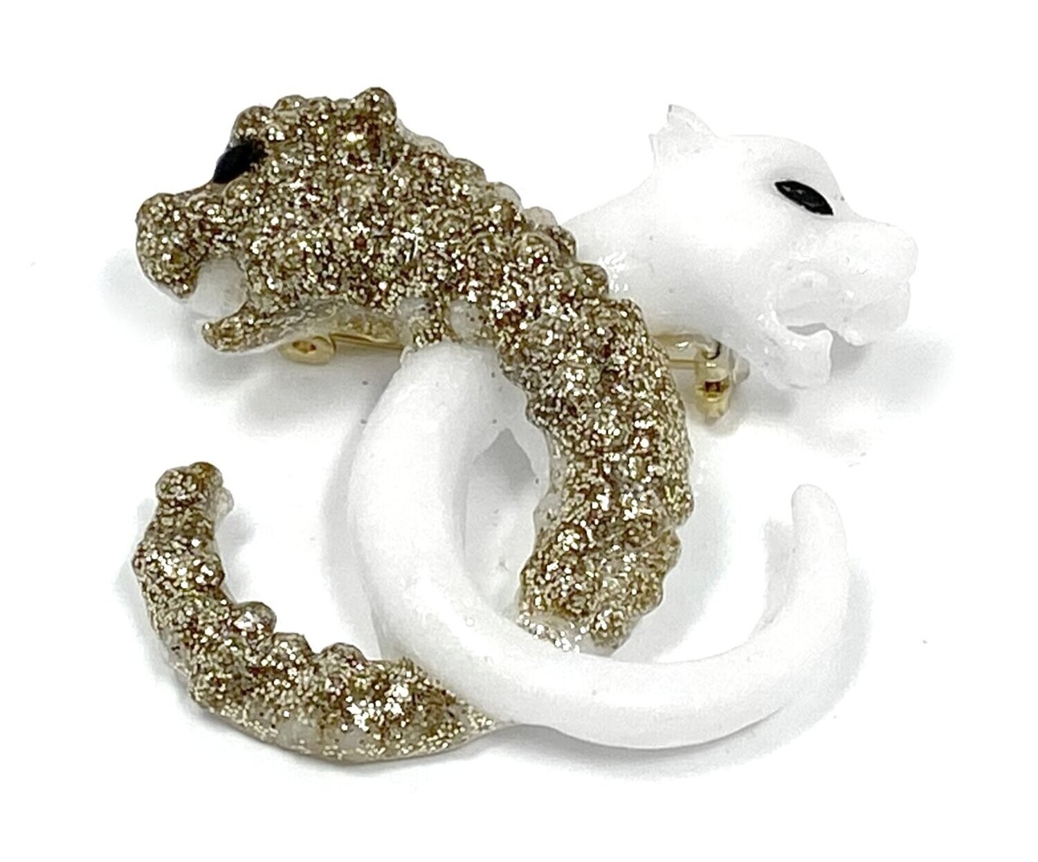 Brosche Anstecknadel Schalnadel 2 Leoparden 4cm Handarbeit