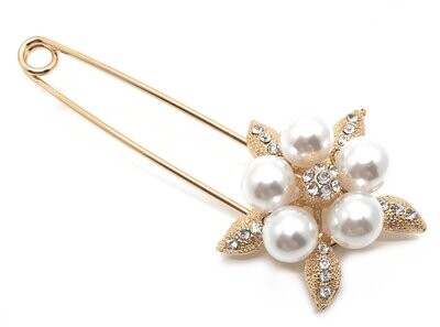Brosche Anstecknadel Schalnadel Blüte 2 mit Strass gold silber 8cm Brosche Anstecknadel Schalnadel Blüte 2 mit Strass gold silber 8cm