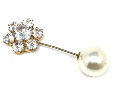Brosche Anstecknadel Schalnadel Blüte Perle und Strass 6cm Brosche Anstecknadel Schalnadel Blüte Perle und Strass 6cm
